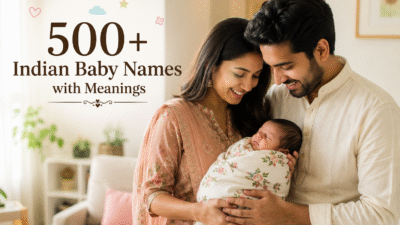 Indian parents choosing a meaningful baby name for their newborn.