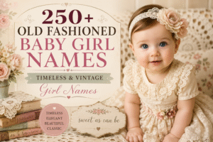 Old fashioned baby girl names featuring timeless, vintage, and classic girl names with beautiful meanings.