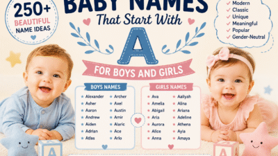 Baby names that start with A featuring meaningful names for boys, girls, and gender-neutral babies.